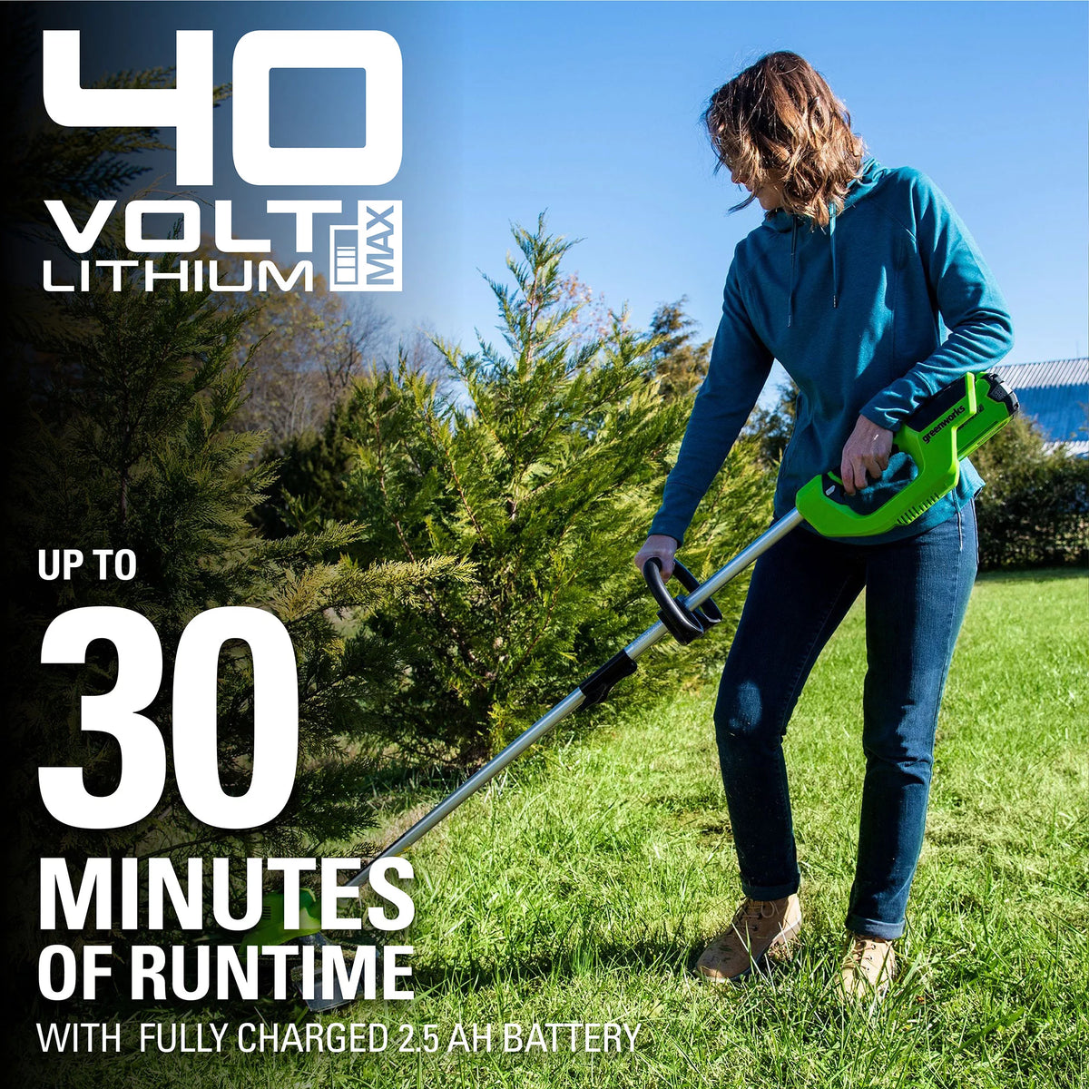 40V 15 Straight Shaft String Trimmer with 2.5 Ah Battery and Charger R424