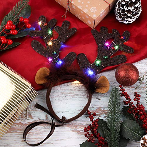 2 Pack Light Up Christmas Reindeer Headbands E873