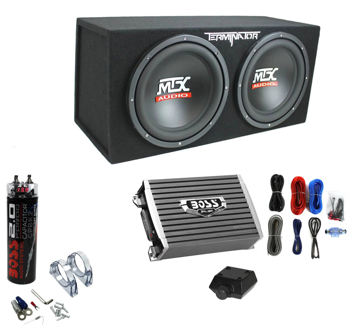 12" 1200W Dual Loaded Subwoofer Box + 1500W Amplifier + Capacitor T291606