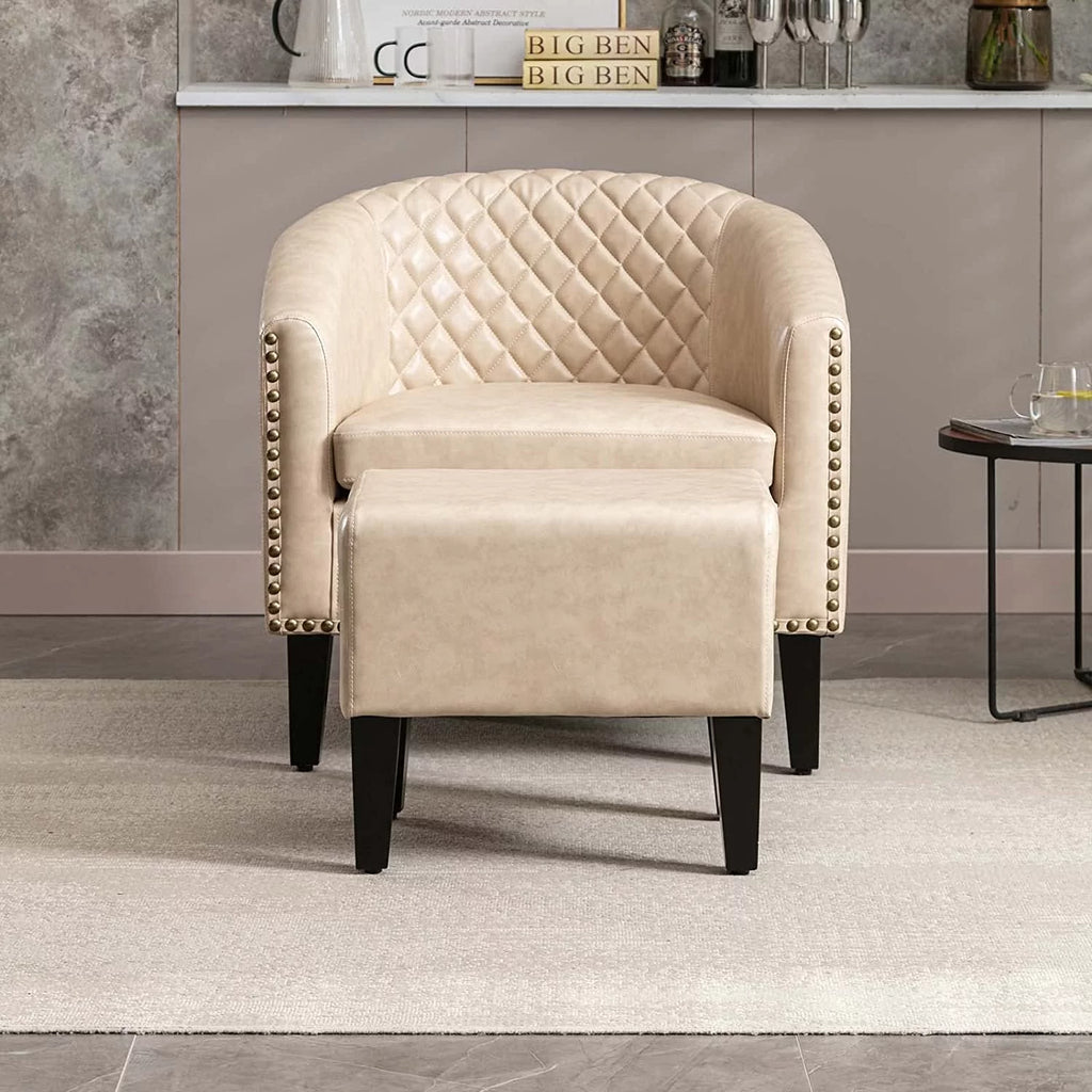 Leather Club Chair with Ottoman G968605