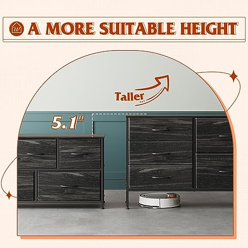 Charcoal Black 5 Drawer Fabric Dresser A984