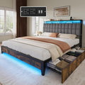 Queen Size Upholstered Platform Bed Frame with 4 Drawers and Storage Headboard G206875