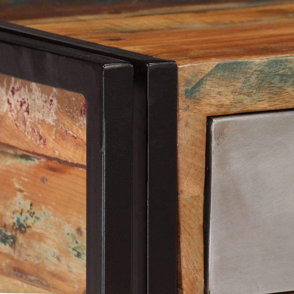 Coffee Table with 3 Storage Drawers Reclaimed Wood Steel Legs O329