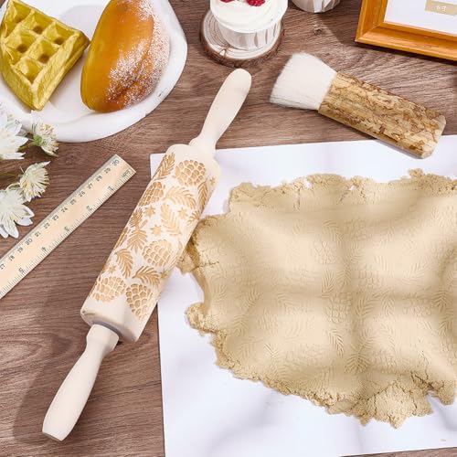 Embossed Wooden Rolling Pin 35cm X175061
