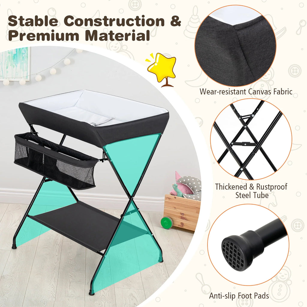 Folding Baby Changing Table with Storage Black B534197