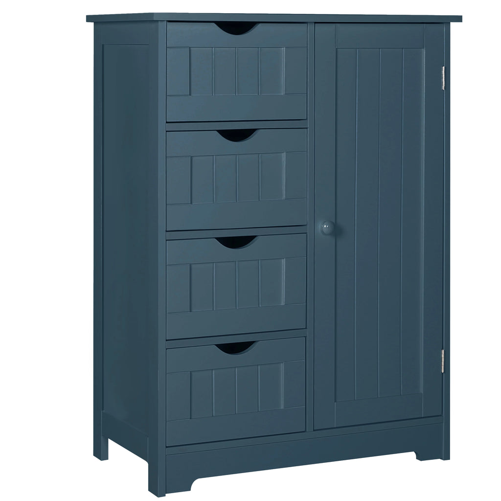 Blue Wooden Bathroom Floor Storage Cabinet with 4 Drawers and 1 Cupboard S919155