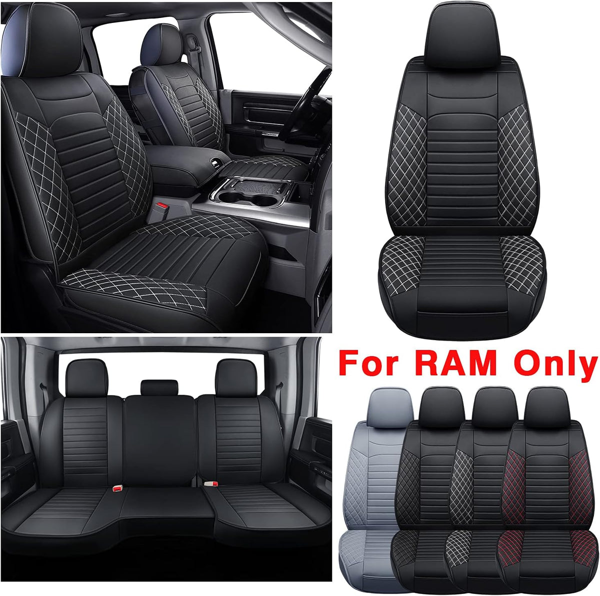 Black Waterproof Faux Leather Front Seat Covers C96354