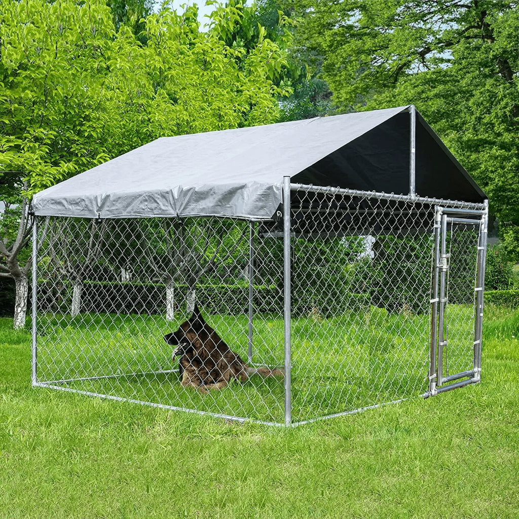 Large Outdoor Dog Kennel with Waterproof Cover and Lock U8587