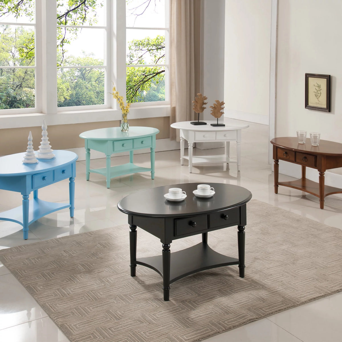 Oval Coffee Table in Orchid White E166549