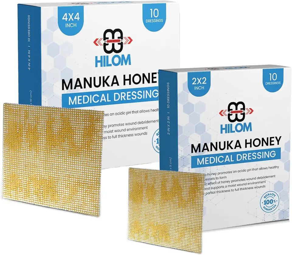 Medical Grade Manuka Honey Gauze Dressing 2 inch x 2 inch and 4 x 4 inch 10 Pack Non-Adherent J624