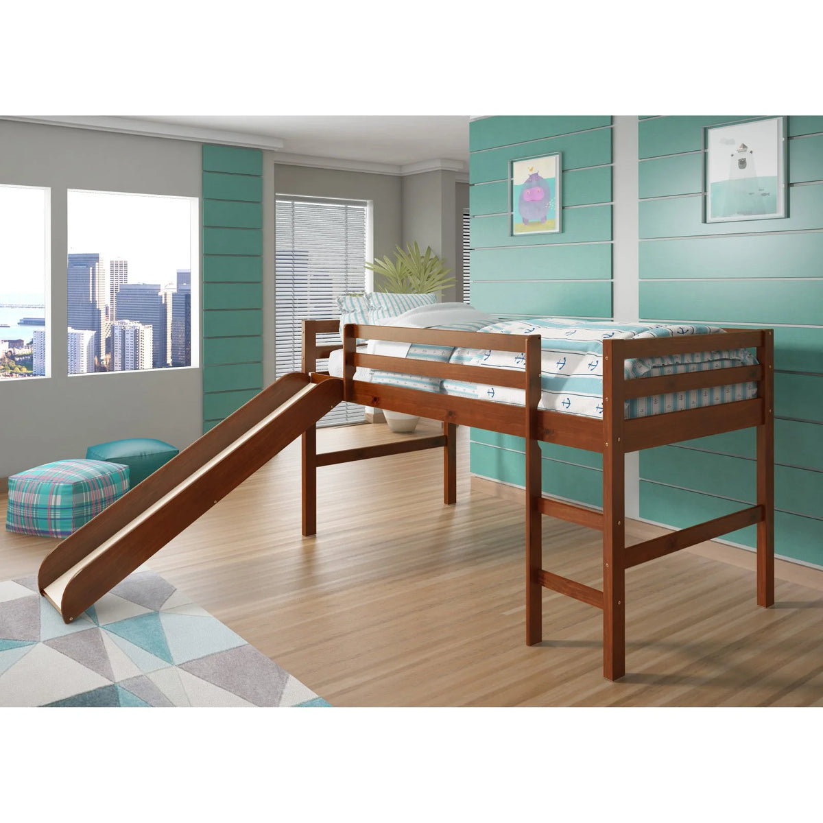 Twin Solid Wood Low Loft Bed G2213