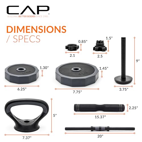 66 lb Adjustable Dumbbell, Barbell & Kettlebell Weight Set X5079
