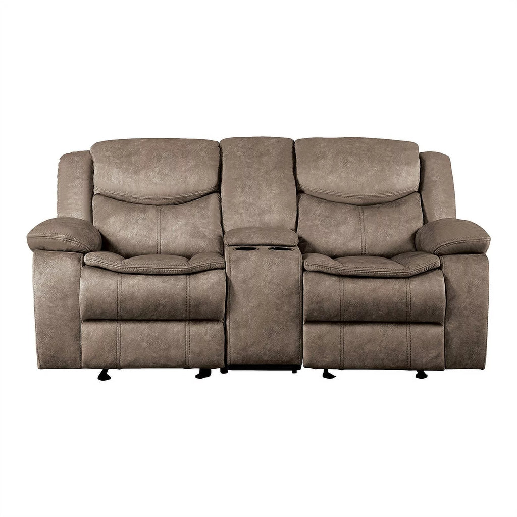 Brown Microfiber 2-Piece Reclining Sofa Set I476