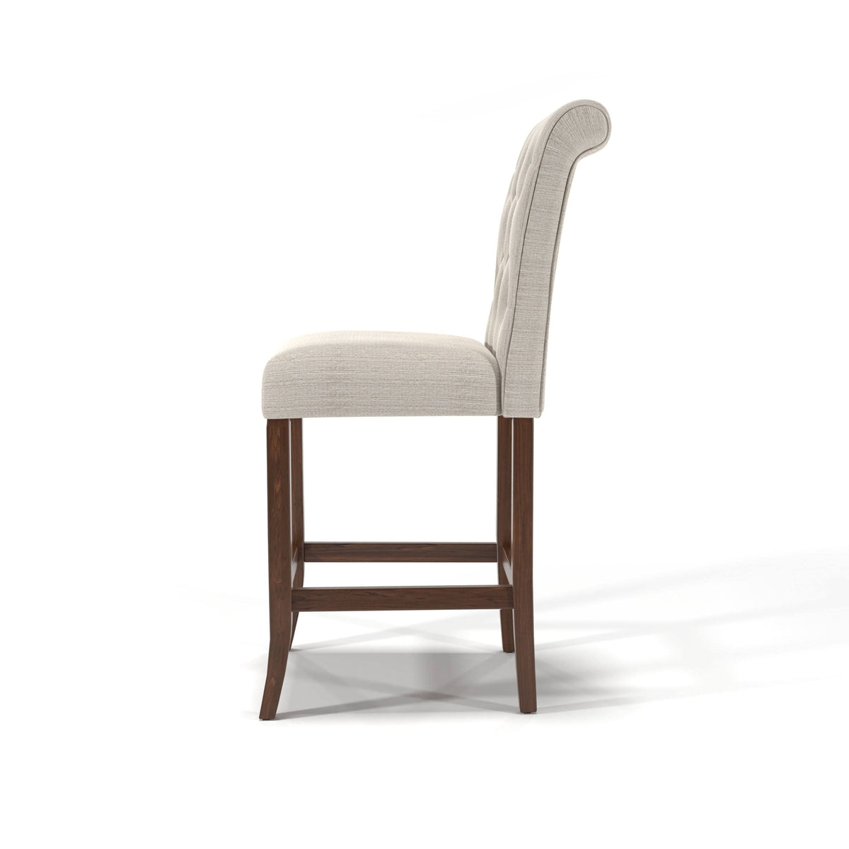 Beige Chenille Counter Height Chair Set of 2 E338