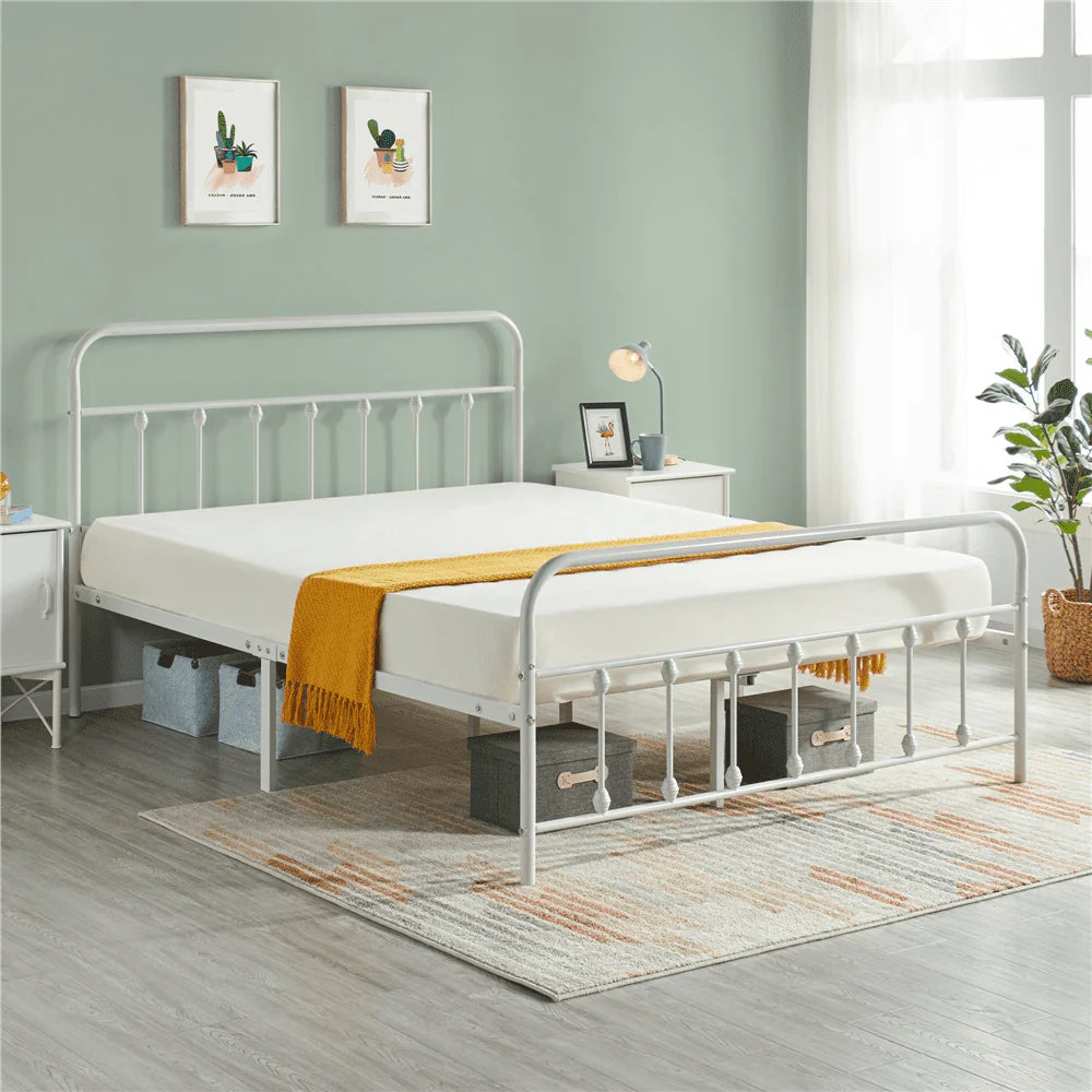 Metal Platform Queen Bed with High Headboard, Black N733183