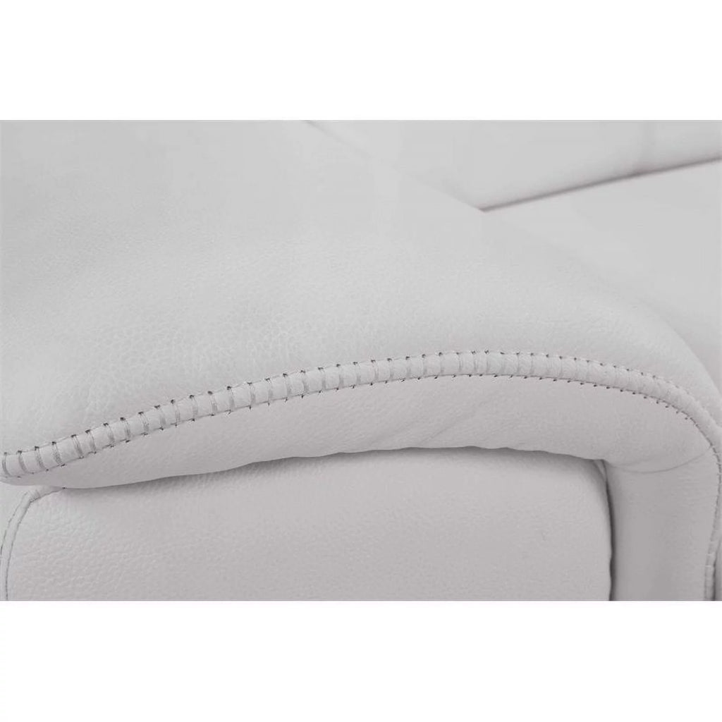 White Italian Leather Power Reclining Loveseat L4892