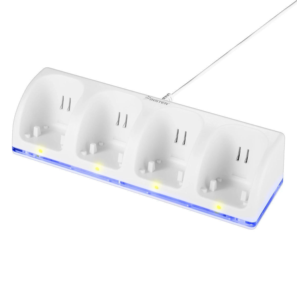 White Wii U Quad Remote Controller Charger Dock Station with 4x Rechargeable Battery Pack X57834