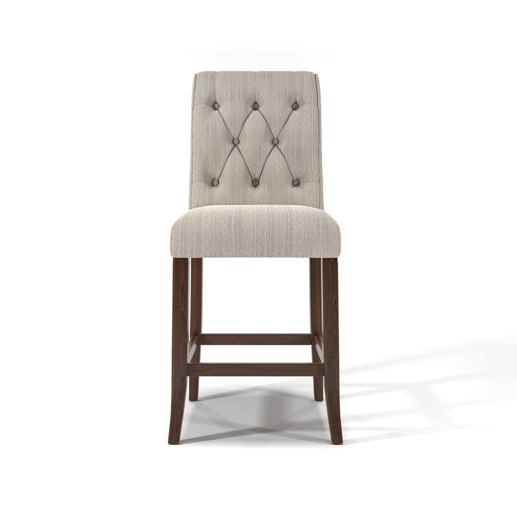 Beige Chenille Counter Height Chair Set of 2 E338