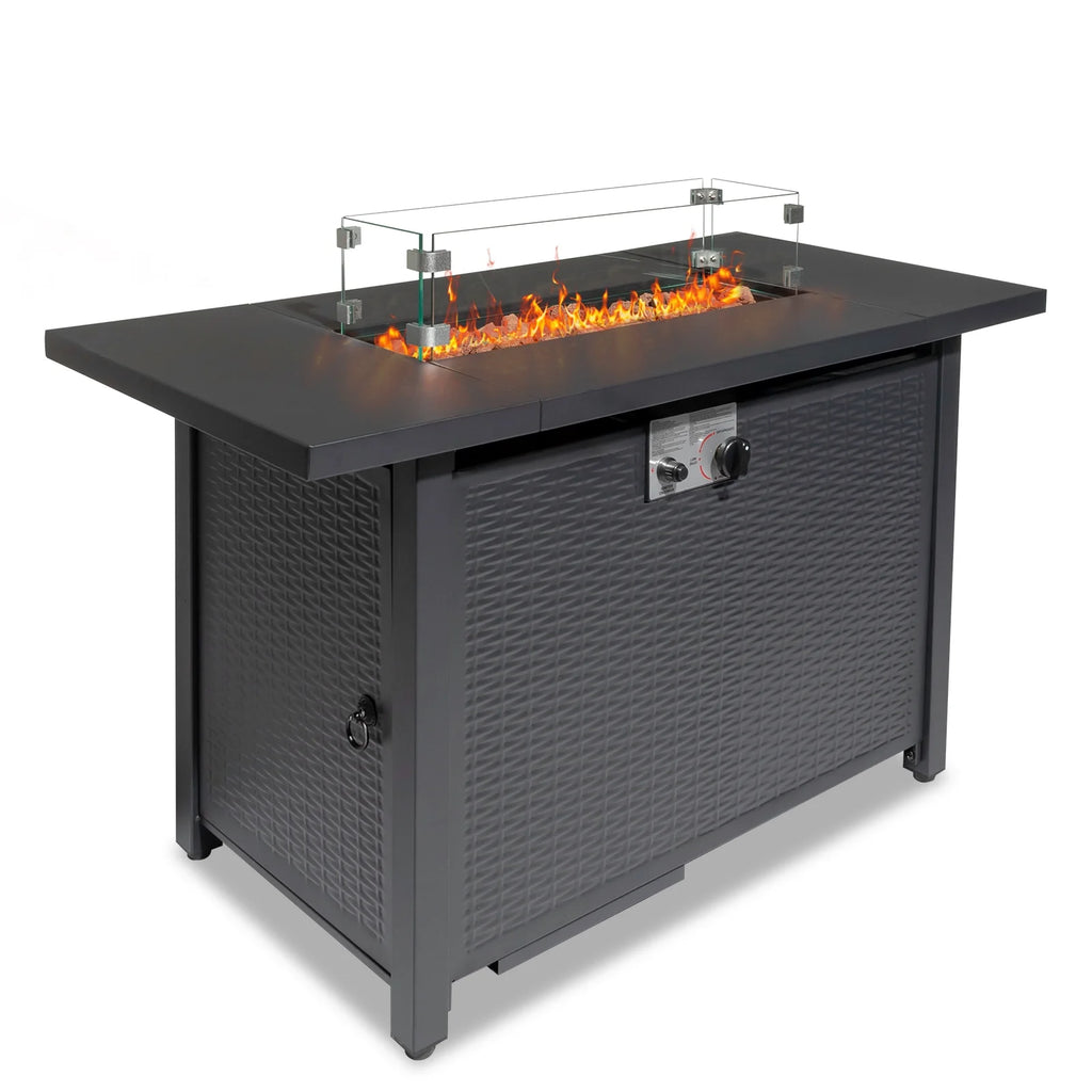 Propane Fire Pit with Wind Guard, 50,000 BTU Auto-Ignition Fire Pit Table S23899