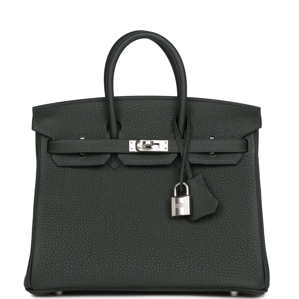 Birkin 25 Vert Fonce Togo Palladium Hardware M814