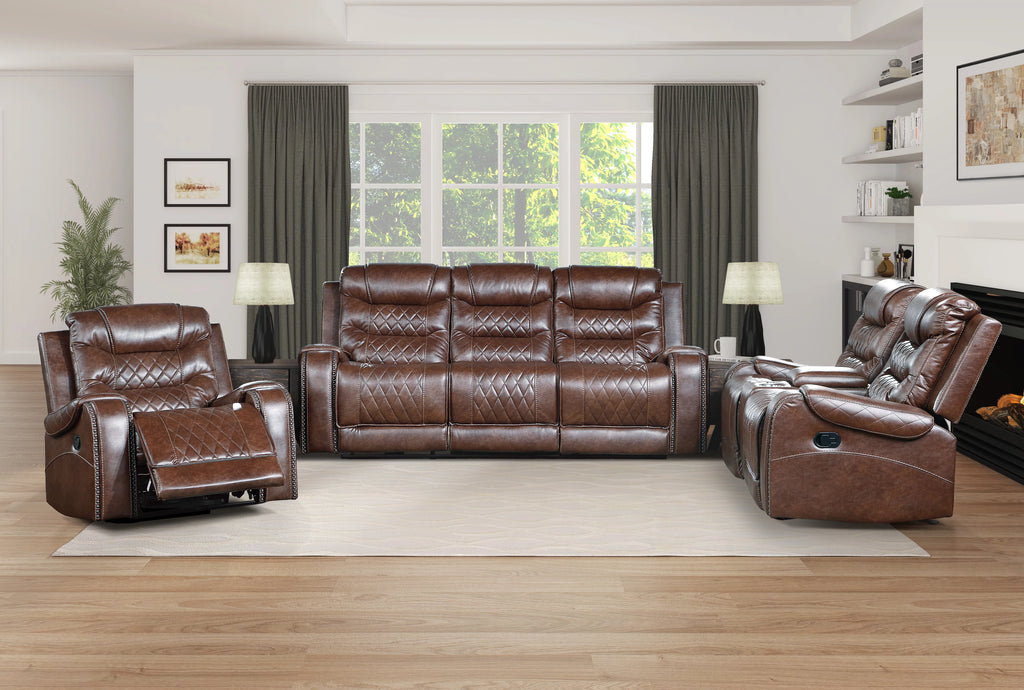 Brown Microfiber Swivel Glider Recliner R77515