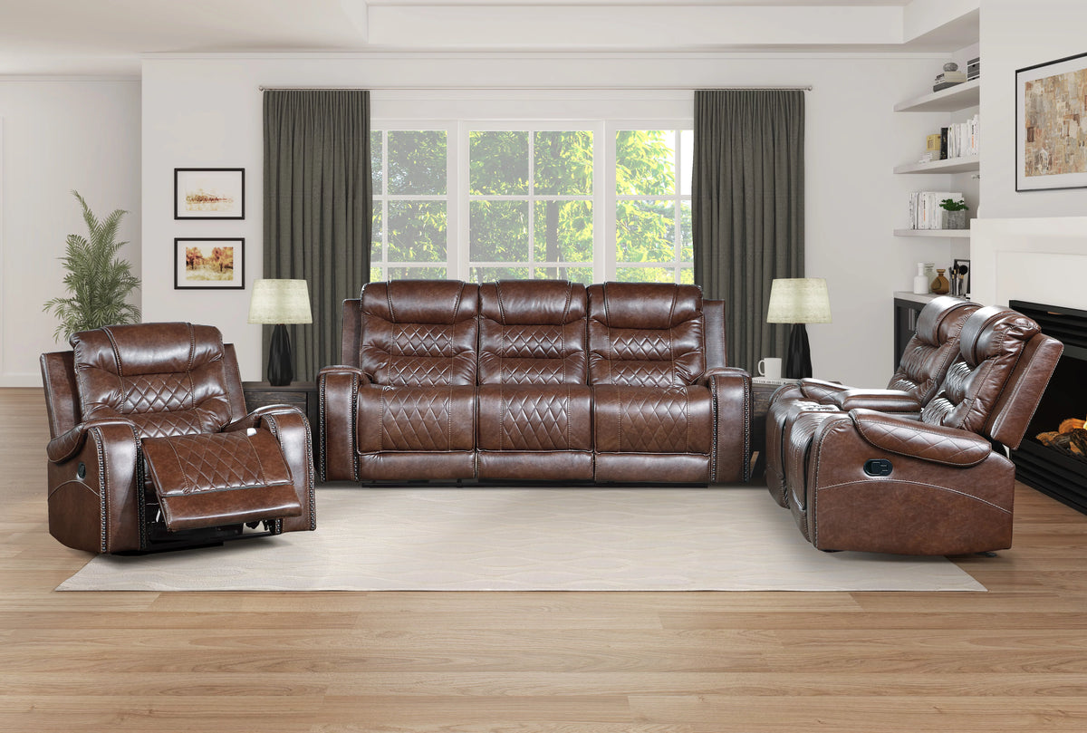Brown Microfiber Swivel Glider Recliner R77515