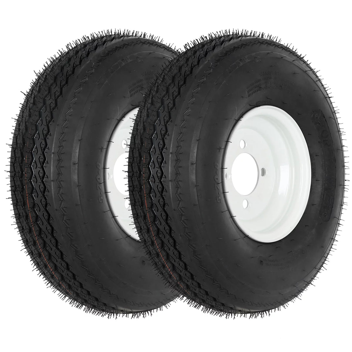 5.70x8 Trailer Tires with 8 Rims, 4 Lug, Load Range C, 2 Pack E591569