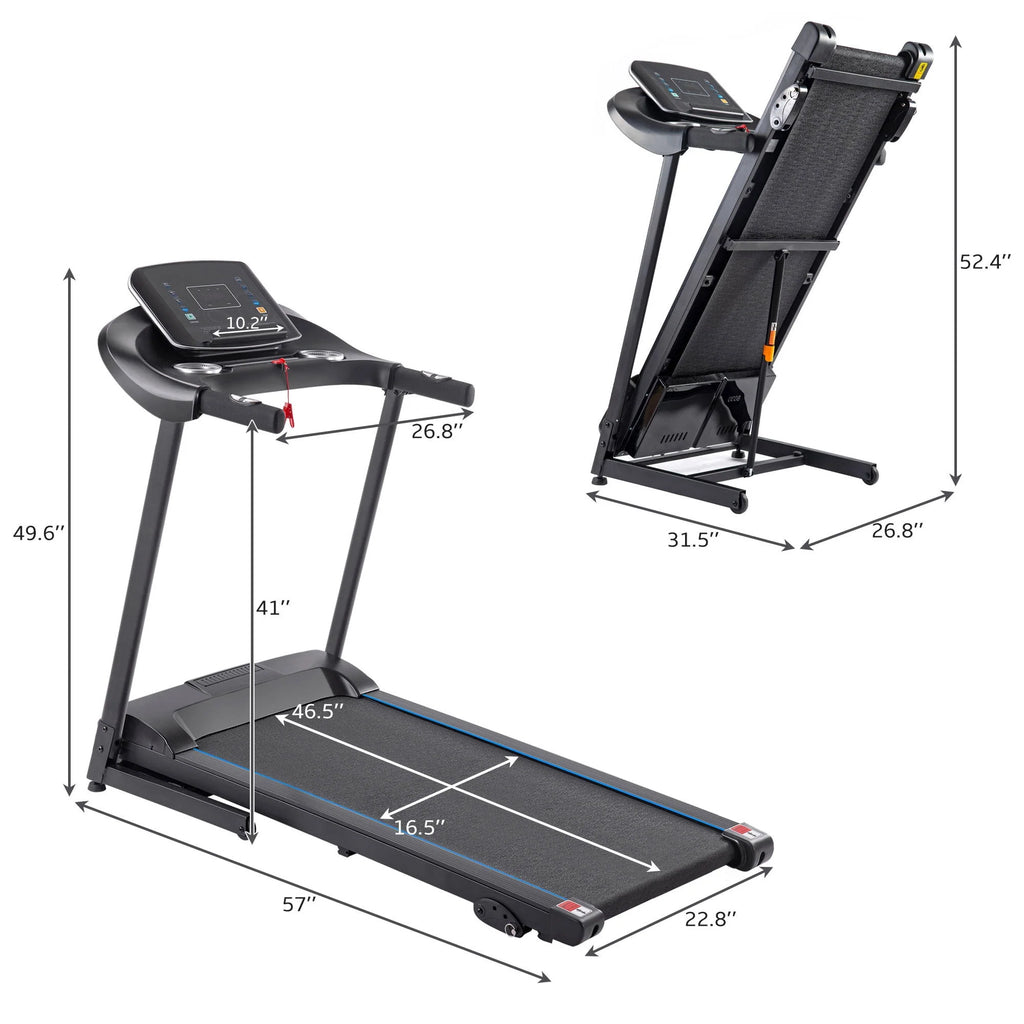 2.5HP Folding Electric Treadmill with Inclines, Black D6607
