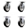 Heavy Duty Rubber on Aluminum Swivel Caster Set of 4 with 5 x 2 Black Wheels B575600
