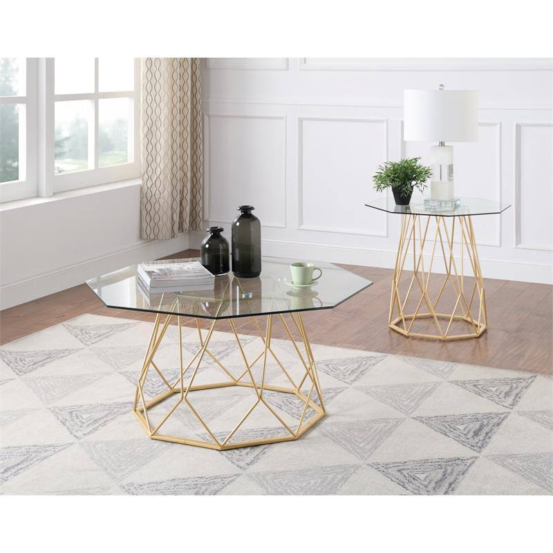 Contemporary Glass Top End Table F68035