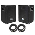 Pair of 8 Inch DJ Speakers with Speaker Cables V257