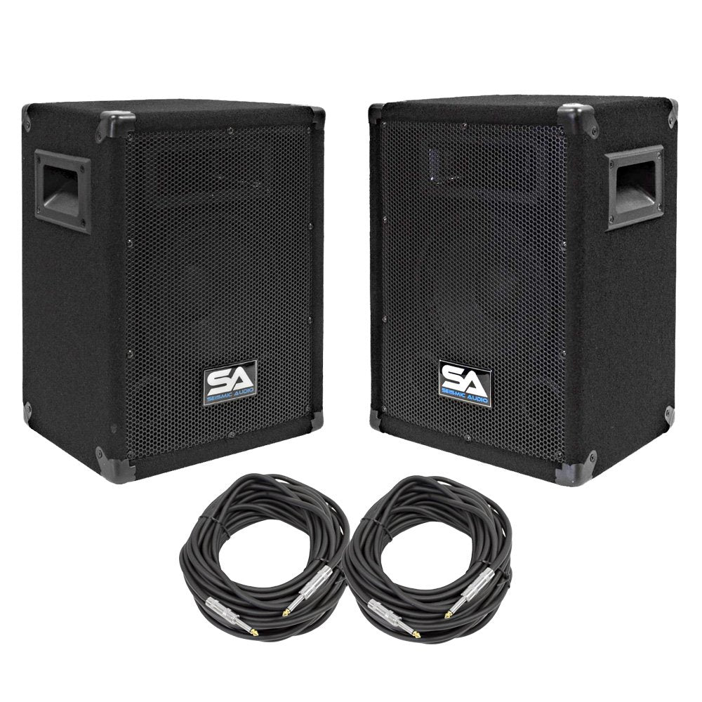Pair of 8 Inch DJ Speakers with Speaker Cables V257