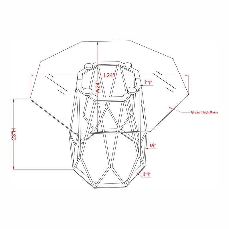 Contemporary Glass Top End Table F68035