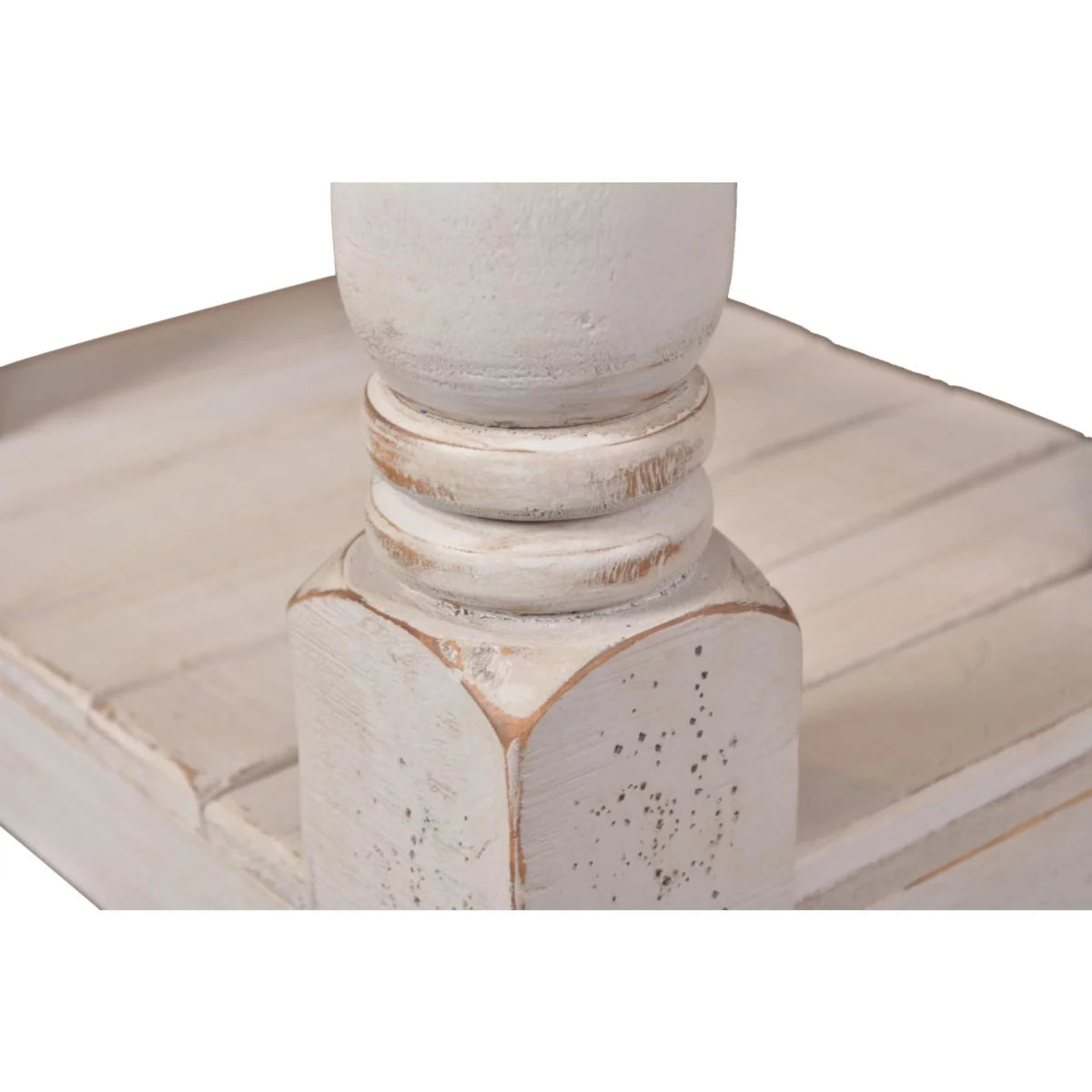 Cottage White and Brown Rectangular Wood End Table G69661