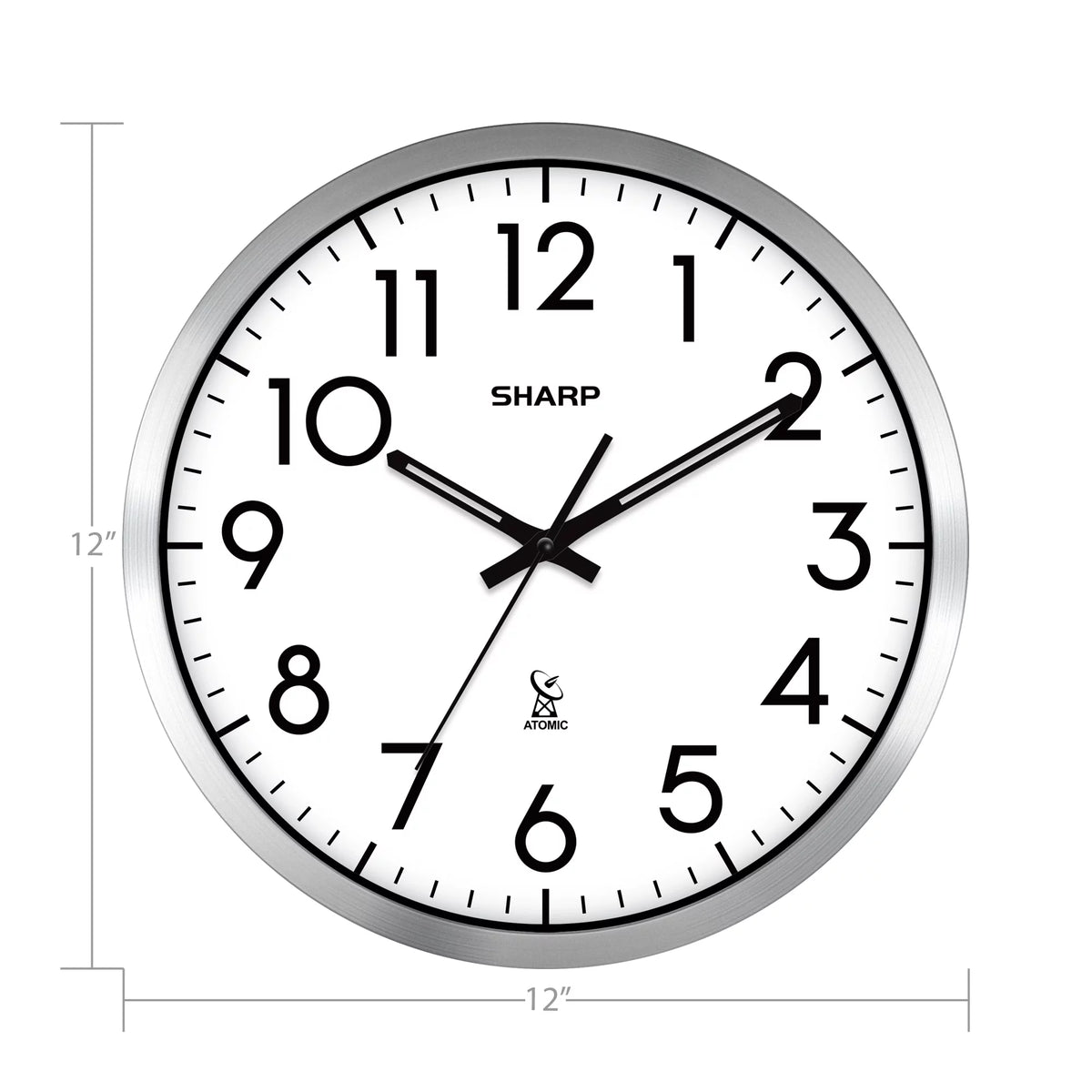 Silver Brushed Finish 12" Wall Clock A696576
