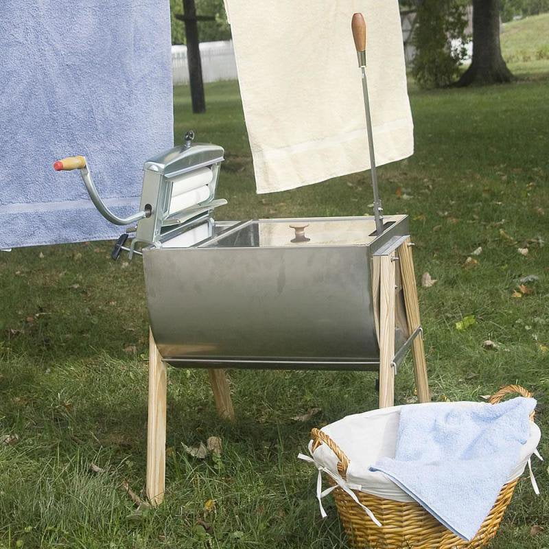 15 Gallon Laundry Agitator Hand Washer Tub and Wringer with Wooden Legs H8737
