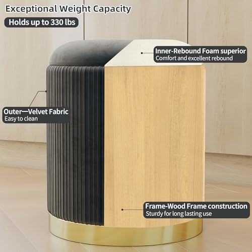 Round Storage Ottoman Set of 2 Velvet Grey M43773