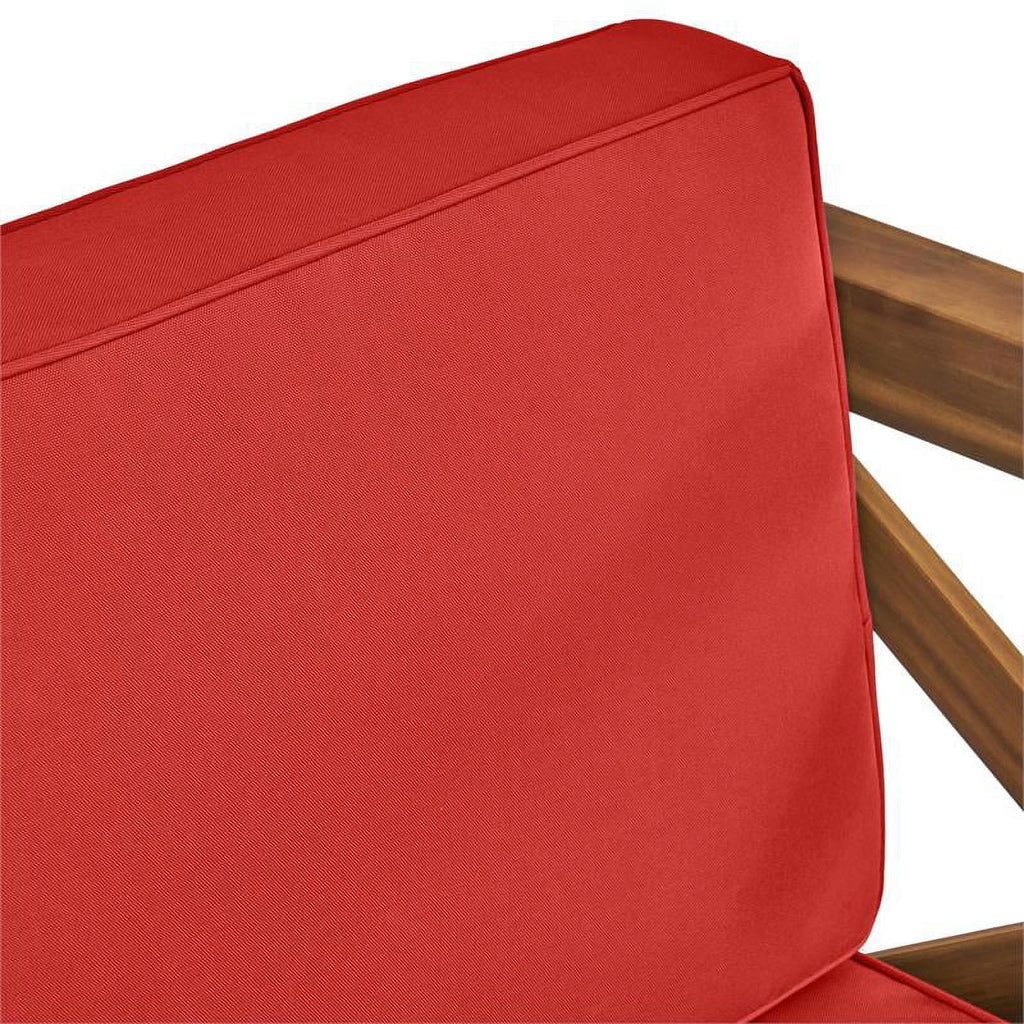 Teak & Red 4 Seater Outdoor Loveseat Chat Set W43867