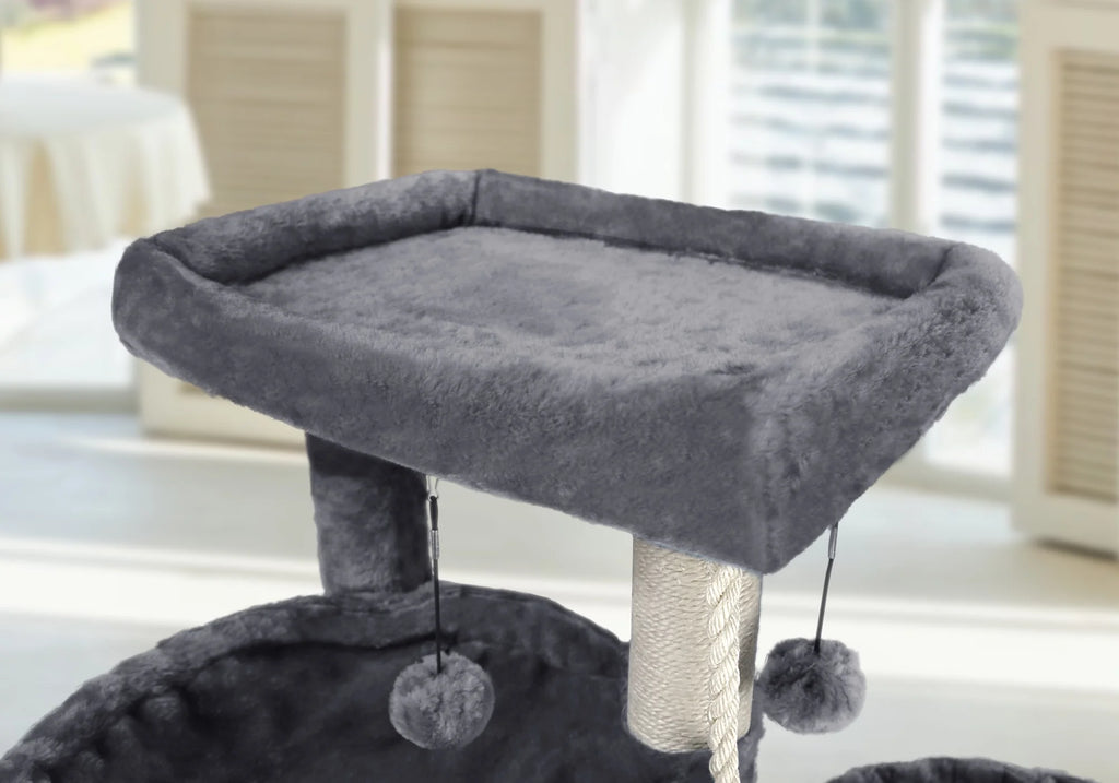 Grey Cat Tree with Scratching Posts and Hammocks E3617