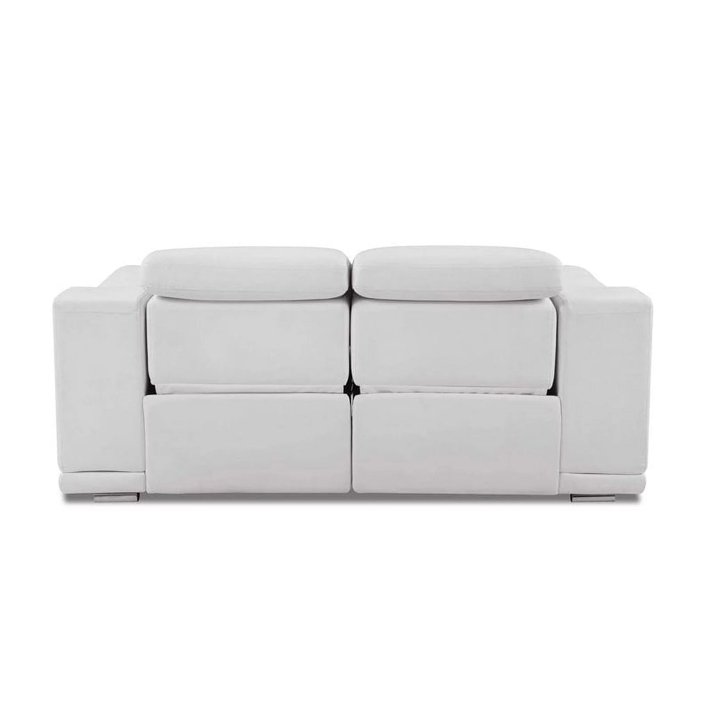 White Italian Leather Power Reclining Loveseat L4892