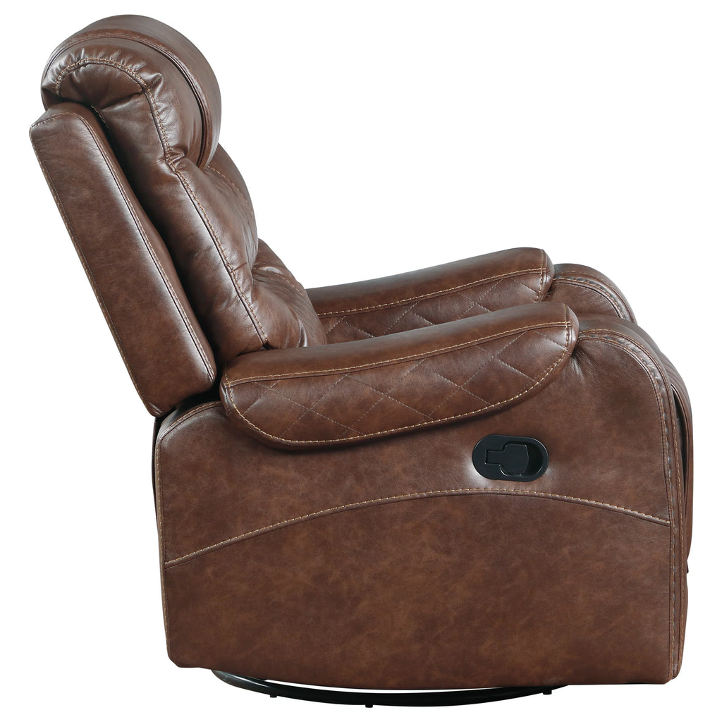 Brown Microfiber Swivel Glider Recliner R77515