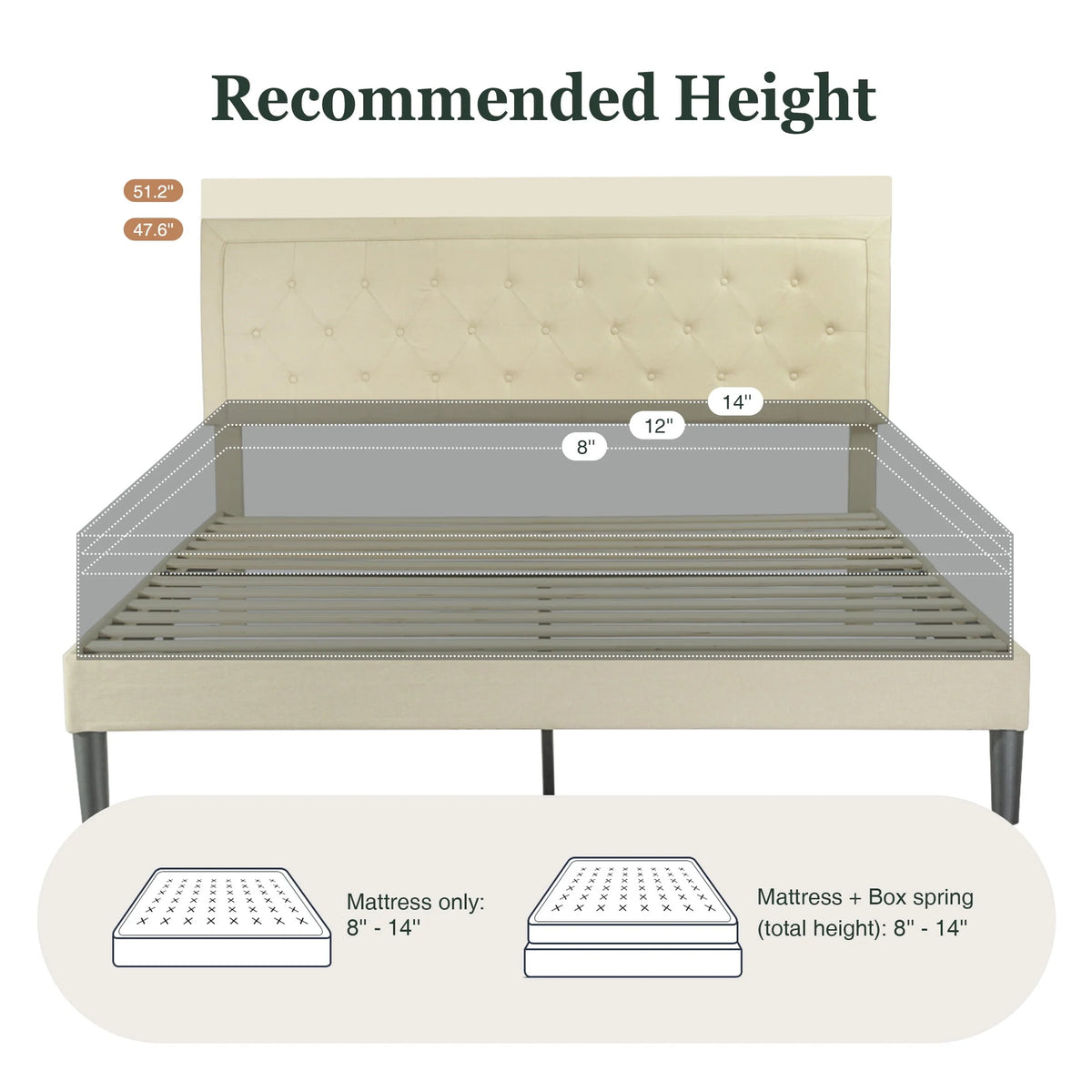 Queen Size Dark Grey Upholstered Platform Bed Frame M3466
