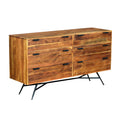 58 Inch Acacia Wood Sideboard with 6 Drawers and Iron Base D47735