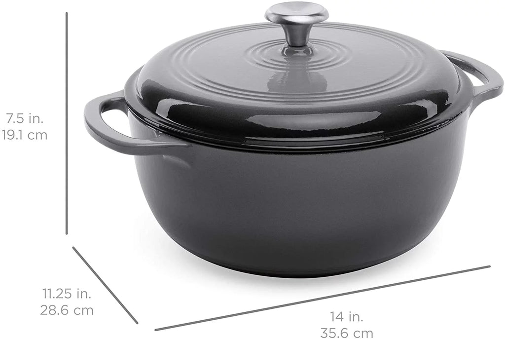 6qt Ceramic Non-Stick Enameled Cast Iron Dutch Oven with Side Handles, Gray F42209