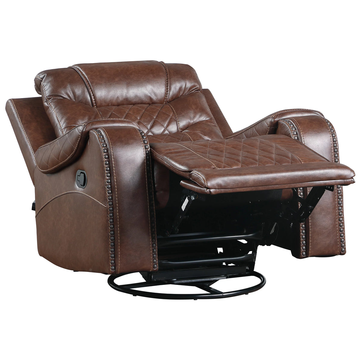 Brown Microfiber Swivel Glider Recliner R77515
