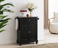 Black Kitchen Island Storage Cabinet with Marble Finish Top M711