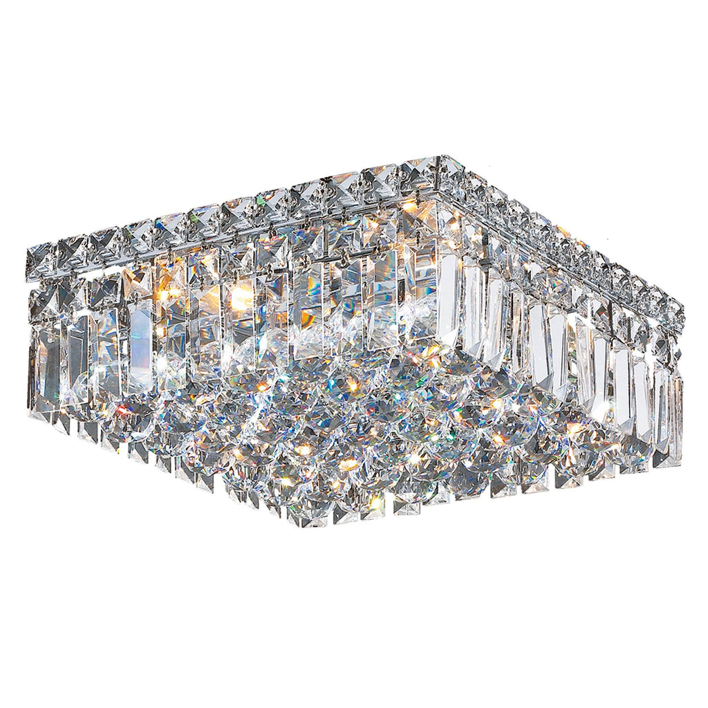 4 Light Chrome and Clear Crystal Flush Mount Ceiling Light E903096