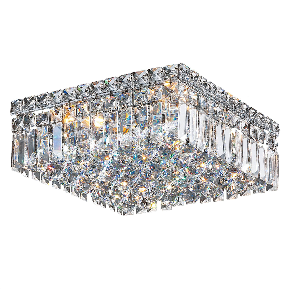 4 Light Chrome and Clear Crystal Flush Mount Ceiling Light E903096