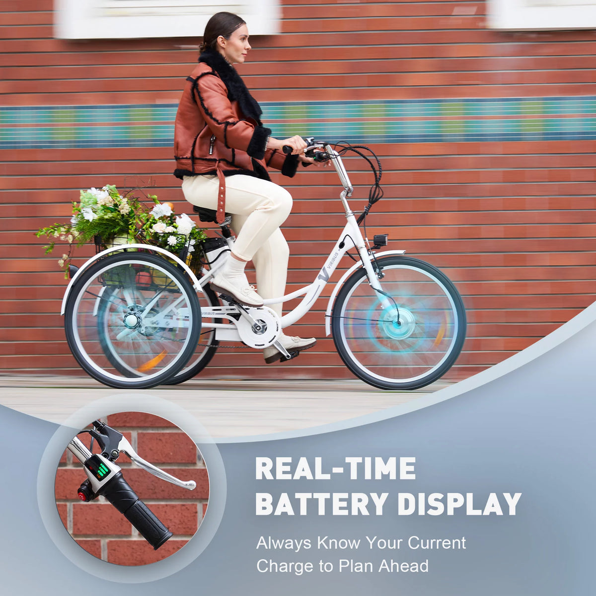 Electric Tricycle for Adults 3 Wheel Electric Bike 250W White X15343