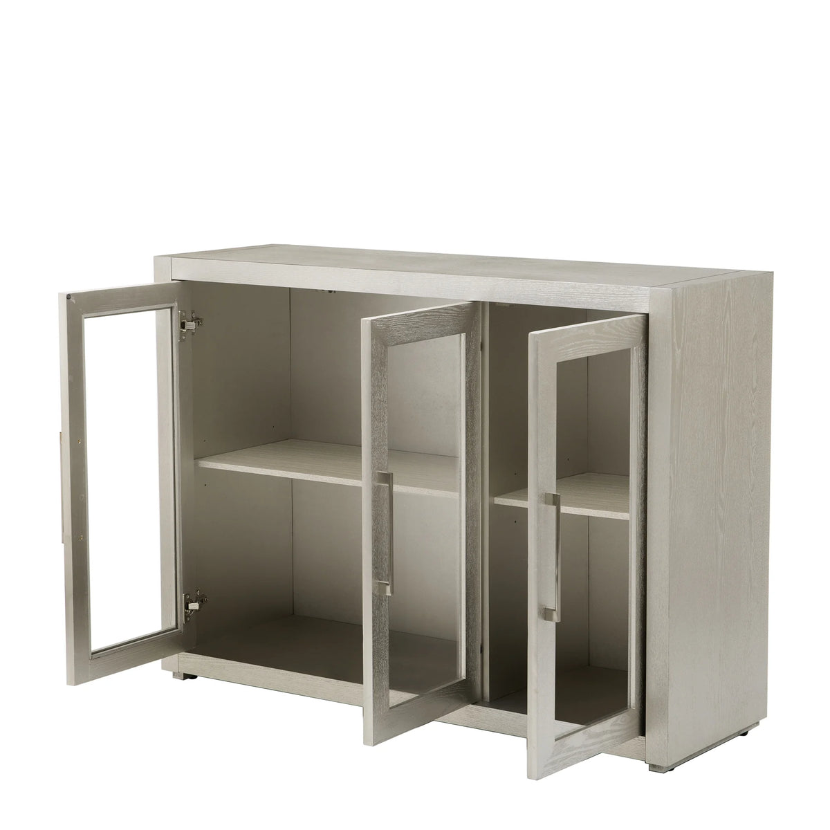 Wood Storage Cabinet with Three Tempered Glass Doors and Adjustable Shelf G81850